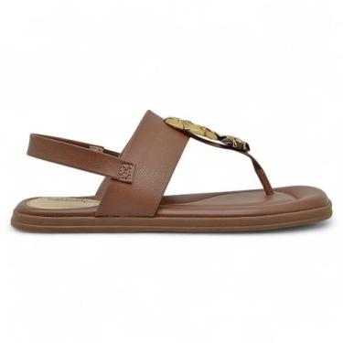 Imagem de Sandalia Modare Ultra Conforto Rasteira Feminina Pedraria, Marrom, 37