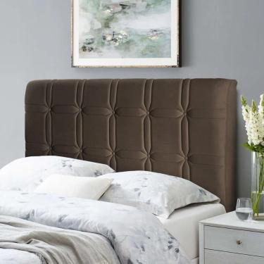 Imagem de Cabeceira Cama Box Casal 140cm Suede Velut Marrom - King House