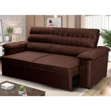 Imagem de Sofá Retrátil Reclinável 2 Lugares Com Molas 1,50m Quantum Suede Velut Marrom - King House