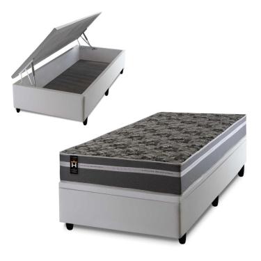 Imagem de Cama Box Baú Miami Cinza 96x203 Branco Espuma D33 King House