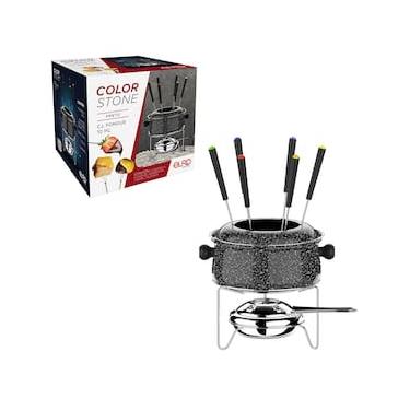 Imagem de Conjunto de Fondue Euro Home Colorstone Preto 10 Peças 850ml Aço Inox