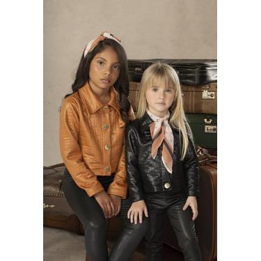 Imagem de Jaqueta Couro com Lenço Bika Kids, Preto, 06