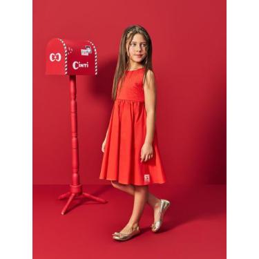 Imagem de Vestido Infantil Menina Recorte Coração Vermelho Mundo Cinti, Vermelho