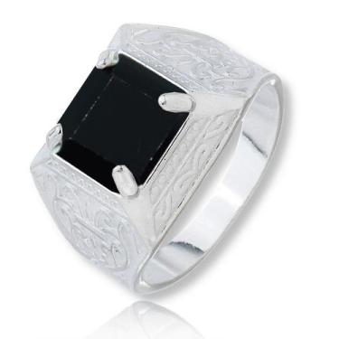 Imagem de Anel Masculino Formatura Prata Legitima Pedra Rosa - Lojas La&Ny Prata