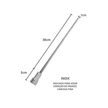 Imagem de 3x Espeto Duplo Inox 40cm Cabo Revestido Alumínio Churrasco - INOX LAU