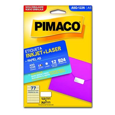 Imagem de Etiqueta Adesiva Pimaco, Ink-Jet/Laser A5, A5-Q1226E, Branca, 12x26mm, Envelope com 12 fls-924 etiquetas, 874851