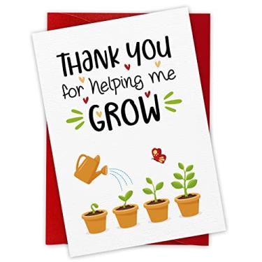 Imagem de FaCraft Cartão de agradecimento para professores Cartões de agradecimento por ajudar a crescer Cartão de felicitações para professores de creche para estudantes Cartão de presentes para professores de pré-escola