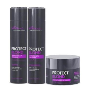 Imagem de Kit Protect Blond Shampoo Máscara Condicionador Proteção Cabelos Loiro