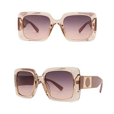 Imagem de Óculos de sol sexy quadrado preto grande designer de luxo na moda vintage óculos de sol moldura grande tons retrô feminino para homens, rosa chá, tamanho único