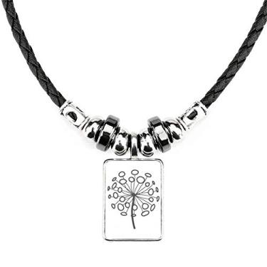 Imagem de DIYthinker Colar de dente-de-leão com flores ornamentais e pingente de corda de couro