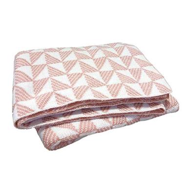 Imagem de Cobertor macio de malha quente com padrões, material de fibra 100% poliéster, adequado para a pele Confortável, cobertor de sofá-cama de malha feita à mão Cobertores de ar condicionado para escritório, rosa