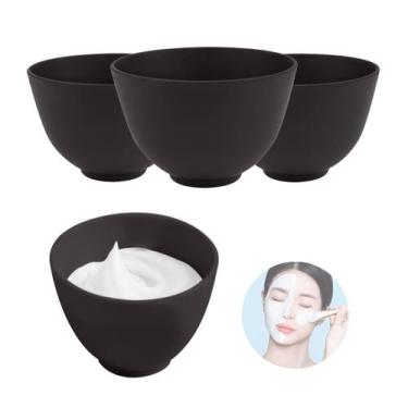 Imagem de Conjunto de 4 Taças de Silicone Fercaish para Máscara Facial - Preta