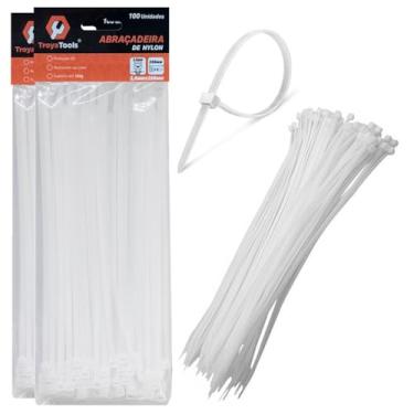 Imagem de Kit Com 200 Abraçadeiras Lacre De Nylon Enforca Gato Cinta Plástica 3,6x250mm Fita Hellerman 25cm Branca