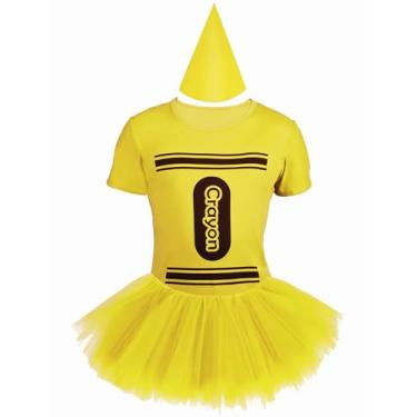 Imagem de PJPSAA Acessórios de fantasia de giz de cera de Halloween, chapéus de feltro, tutu para homens, mulheres, adultos, grupo, time, cosplay, Amarelo, G