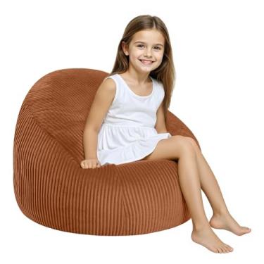 Imagem de COMAX Cadeiras de pufe para crianças, sofá BeanBag com enchimento para meninos e meninas, cadeira de chão preguiçosa para sala de jogos, berçário, laranja