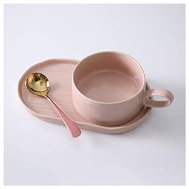 Imagem de Caneca Cerâmica Utensílios de Mesa Conjunto de Casal Estilo Arte Grande Capacidade Café da Manhã Caneca de Leite Copo Criativo Melhor Presente para Amigas 400ml Caneca de Café (Cor: Cinza)