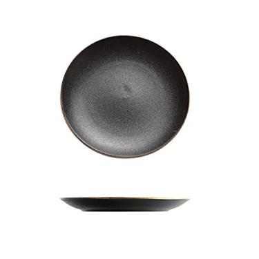 Imagem de Prato de serviço pratos de jantar pretos de 25,4 cm conjuntos de pratos de cerâmica de cozinha redondos para jantar, salada de frutas e massas, restaurantes, pratos de festa em família (Cor: B