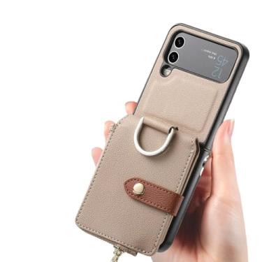 Imagem de Melhor capa carteira portátil de proteção para Samsung Galaxy Z Flip 5 4 5G Flip4 Flip5 Flip3 Flip2 Flip 3 2 5G Acessórios de telefone, cáqui, para Samsung z flip 4