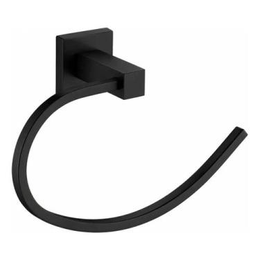 Imagem de Porta Toalha Quadrado Para Banheiro Com Dupla Fixação Preto Fosco Blac