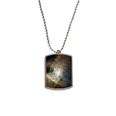 Imagem de DIYthinker Colar de aço inoxidável com pingente de placa de identificação para cães de nebulosa branca esmeralda