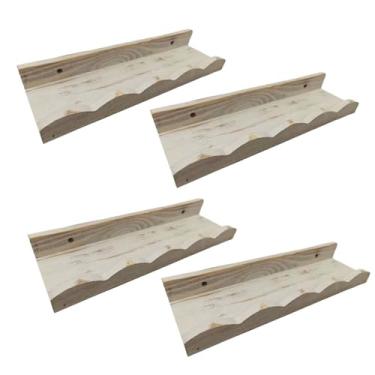 Imagem de YWJLQH 4x Prateleiras de Parede Flutuantes Prateleiras de Madeira Rústicas Expositor de Troféus Estante de Livros Armazenamento para Escritório Vaso de Flore