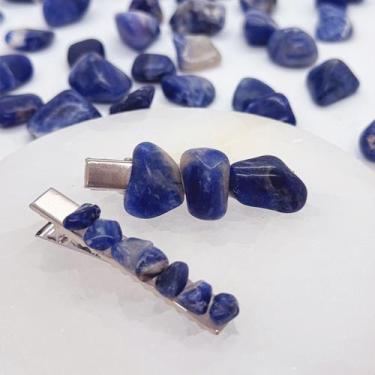 Imagem de Kit 2 Presilhas de cabelo com Pedras Naturais Piranhas de Cabelo 5,5cm