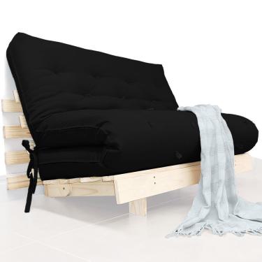 Imagem de Futon Casal Tokio Sofa Cama Preto Acquablock Com Madeira Maciça