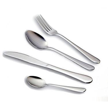 Imagem de Conjuntos de talheres HornTide (colher de garfo de faca interna), Prata, 16-Piece Pack