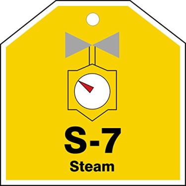 Imagem de Accuform TDJ107VPM Etiqueta de identificação de fonte de energia de plástico "S-7 Steam", 6 cm L x 6 cm C, preto/cinza/vermelho/branco em amarelo (pacote com 5)