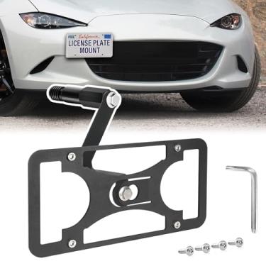 Imagem de Moldura frontal sem broca compatível com Mazda MX-5 Miata (ND) 2016-2023 Suporte de gancho de reboque para placa de carro antifurto Capas de etiqueta de carro à prova de ferrugem, acessórios de carro