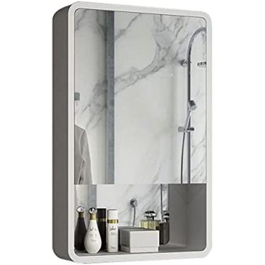 Imagem de AKALNNB Armário de banheiro com espelho armário de parede com espelho armário de banheiro com portas duplas espelhadas em aço inoxidável polido