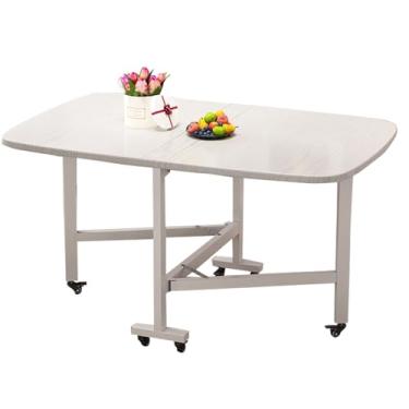 Imagem de Mesa de jantar dobrável, mesa dobrável de folhas com rodas, mesa de cozinha extensível móvel com economia de espaço em 3 formas para apartamentos pequenos (Cor: Bianco, Tamanho: 100 x 60 x 75 cm)