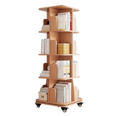 Imagem de AKALNNB Estante rotativa de CD de 5 camadas, estante de livros com rodas para sala de estar, quarto, estante rotativa, adequada para casa/escritório