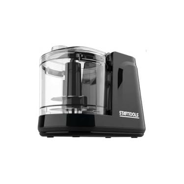 Imagem de Mini Processador de Alimentos Elétrico, 200W, Preto, 350ml, com 2 Lâminas, Copo Transparente, Triturador para Carnes, Ervas, Frutas e Legumes, 220V