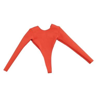 Imagem de MotiveTech Roupa para Figuras de ação em Escala 1:6, Roupas em Miniatura, Roupa de Verão Moderna, Mini Maiô de Cosplay com Mangas Compridas para Figuras de ação, Vermelho alaranjado