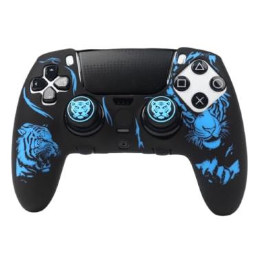 Imagem de RALAN Capas para controle de silicone Tiger com 2 polegares compatíveis com PS5 Dualsense Edge Controller Play Station 5 Acessórios, capa antiderrapante à prova de suor