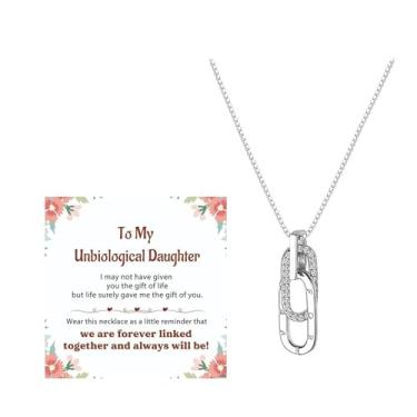 Imagem de DIOWUS Colar Unbiological Daughter para mulheres, colar de círculo entrelaçado ajustável mãe filha Forever Linked Stepmom/Stepdad joias presentes, Adjustable, Metal, Sem Pedra Preciosa