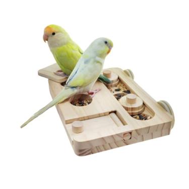 Imagem de Quebra-cabeça de forrageamento de pássaros, 18 x 13 cm, quebra-cabeça de madeira para enriquecimento de papagaios, acessórios de suporte para gaiola de pássaros pequenos e médios periquitas