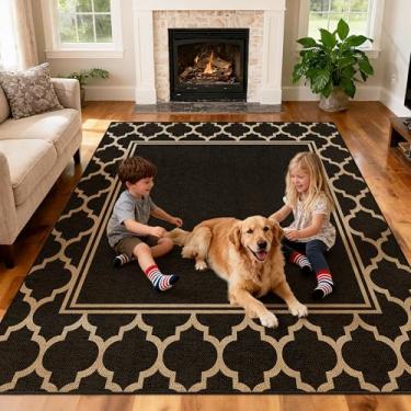 Imagem de JROSING Tapete de juta fácil marroquino lavável, 12 x 18 cm, neutro, externo, pátio, casa de fazenda, tapetes com bordas grandes, tapete antiderrapante para sala de estar, quarto, sala de aula