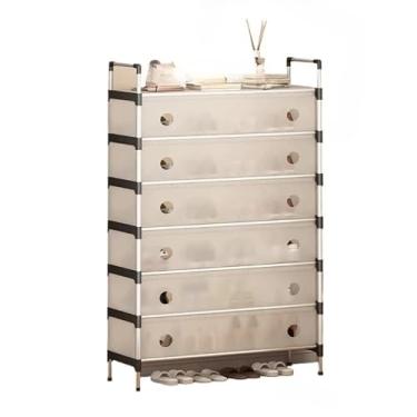 Imagem de Sapateira Vertical Inox Multiuso 5/6/7 Andares – Organizador de Sapatos Modular em Alumínio e Plástico – Estante Compacta para Quarto, Closet e Hall(7 ANDARES)