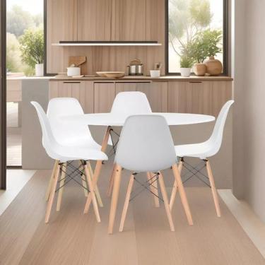 Imagem de Conjunto Mesa de Jantar 100cm Eiffel e 4 Cadeiras Eiffel - Móveis La B