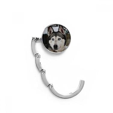 Imagem de Gancho de mesa para fotografia Husky Dog Animal Snow com fecho decorativo dobrável