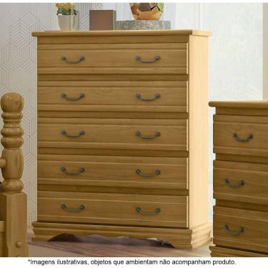 Imagem de Cômoda Para Quarto 5 Gavetas Em Madeira Maciça Mônaco Imbuia - Straub Web