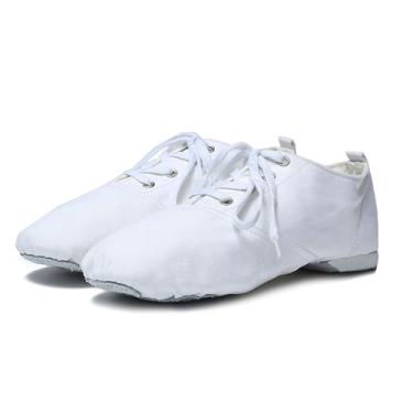 Imagem de Letuwj Sapatos de dança sapatos de jazz masculinos e femininos balé sapatos de dança de fundo macio, Branco, 7.5