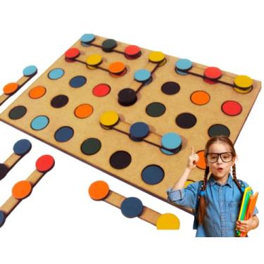 Imagem de Jogo Pedagógico Percepção Visual de Cores - Brinquedos Educativos Didático em Mdf 3mm - Tabuleiro Montessori Sensorial Autismo