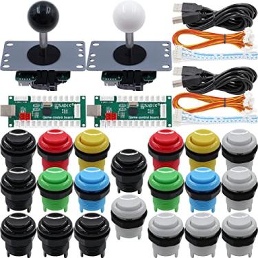 Imagem de SJ@JX Arcade Game 2 Player Controller DIY Kit Microswitch Recessed Button 4&8 Way Joystick Zero Delay USB Encoder Fighting Stick Handles Console for PC MAME Raspberry Pi Retropie