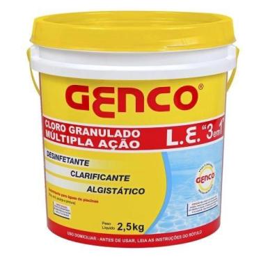 Imagem de Cloro Granulado Múltipla Ação 3 em 1 Genco Balde 2,5 kg