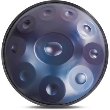 Imagem de Tambor Handpan, 432 Hz/440 Hz Instrumento de percussão de tambor manual para cura sonora e meditação pessoal, 22 polegadas 9/10/12 notas Tambor de língua de aço com todos os acessórios, BLUE