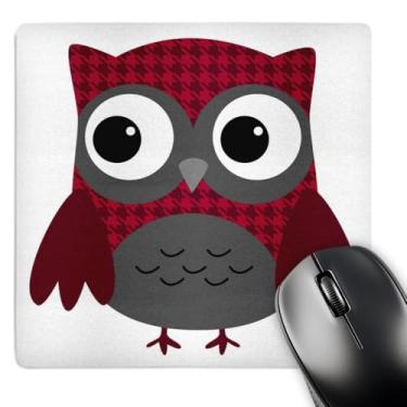 Imagem de 3dRose LLC Mouse pad 20,3 x 20,3 x 0,63 cm, coruja fofa com estampa de pied vermelho rubi (mp_61031_1)