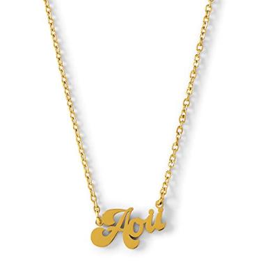 Imagem de Sorority Shop Colar Alpha Omicron Pi — Design de fonte retrô com revestimento de ouro 18K, presentes femininos Alpha Omicron Pi, One Size, Aço inoxidável, Sem Pedra Preciosa